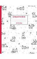 Composition Book: Dot Grid Paper - Cute Playful Dogs