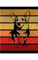 Welsh Corgi Retro Stripes Notebook