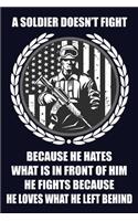 A Soldier Doesn't Fight Because He Hates What Is In Front Of Him He Fights Because He Loves What He Left Behind