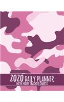 2020 Daily Planner with Mood Tracker Charts: Pink Camouflage Daily Calendar Notebook to Track Moods and Plan Days