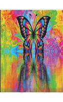Cornell Notes XL Notebook: 8.5x11, 250 page, Extra Large Cornell Notebook: Liquid Tye-Dye Butterfly Cover Design