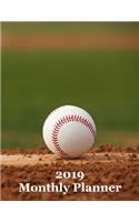 2019 Monthly Planner: Baseball on Pitcher's Mound Cover - Includes Major U.S. Holidays and Sporting Events