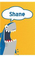 Shane: Personalized Shark Draw and Write Diary Journal Notebook Featuring 120 Pages 6x9