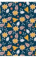 Bullet Journal Notebook Leafy Pattern on Blue: 112 Page Numbered Dot Grid Bullet Journal with Index Pages and Key Pages in Portable 6 X 9 Size