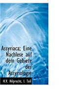 Assyriaca; Eine Nachlese Auf Dem Gebiete Der Assyriologie