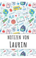 Notizen von Laurin: Liniertes Notizbuch für deinen personalisierten Vornamen