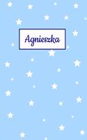 Agnieszka: Personalized Name Journal. Wide Ruled (Lined) Writing Diary, Composition Book. Baby Blue Star Cover for Girls, Kids and Teens