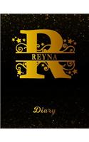 Reyna Diary: Letter R Personalized First Name Personal Writing Journal Black Gold Glittery Space Effect Cover Daily Diaries for Journalists & Writers Note Taking