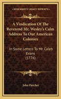 A Vindication Of The Reverend Mr. Wesley's Calm Address To Our American Colonies: In Some Letters To Mr. Caleb Evans (1776)