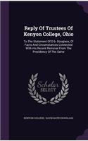 Reply Of Trustees Of Kenyon College, Ohio