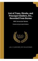 List of Trees, Shrubs, and Principal Climbers, Etc., Recorded From Burma