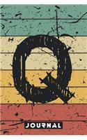 Q Journal: Birthday Gift Lined Journal / Notebook Gift, 120 Pages, 6x9, Retro Vintage Background Cover, Matte Finish