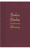 Badass Bitches Are Born In February: Funny Blank Lined Notebook Gift for Women and Birthday Card Alternative for Friend or Coworker: Purple Mandala Yoga