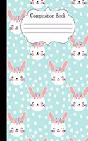 Composition Book: Pastel Spring Bunny Print Notebook Journal 8.5" x 11" 120 pages wide ruled