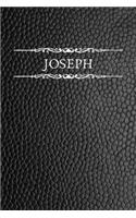 Joseph: Personalized Name Journal For Men (Black Faux Leather Design)