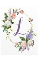 L: White Pink Floral 3-Year Monthly Calendar 2020-2022(12 White Pink Floral Alphabet Series - Letter L)