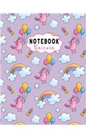 Notebook Unicorn: Composition Note Book -Large Book College Ruled Line Paper 8.5"x11" for for School / Work / Journaling