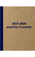 2019-2020 Monthly Planner: 2 Year Planner 2019-2020 Monthly with Holidays, 24 month calendar planner 2019-2020, Kraft with NAVY