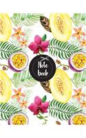 Notebook: : Lined: Notebook Journal, School Notes, Diary, 120 Lined pages, 8.5" x 11", ( Tropical Fruit Watercolor Cover )