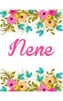 Nene: Personalised Name Notebook/Journal Gift For Women & Girls 100 Pages (White Floral Design)