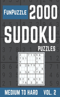 FunPuzzle 2000 Sudoku Puzzles Medium to Hard: Sudoku puzzle book for adults with Solutions - Vol. 2