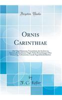 Ornis Carinthiae: Die VÃ¶gel KÃ¤rntens; Verzeichniss Der Bis Jetzt in KÃ¤rnten Beobachteten VÃ¶gel, Nebst Bemerkungen Ã?ber Deren Zug, Lebensweise, Locale EigenthÃ¼mlichkeiten (Classic Reprint)