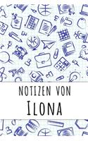 Notizen von Ilona: Kariertes Notizbuch mit 5x5 Karomuster für deinen personalisierten Vornamen