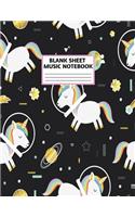 Blank Sheet Music Notebook: Cute Unicorn Matte Cover Design with 110 Pages White Paper Interior for Musician Students and Professionals Playing Piano, Ukelele, Mandolin and oth