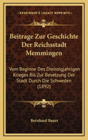 Beitrage Zur Geschichte Der Reichsstadt Memmingen