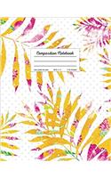 Composition Notebook - College Ruled, 8.5 X 11: Pink and Gold Journal, Tropical Palm Leaves