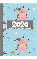 2020 Weekly And Monthly Planner: Weekly And Monthly Planner, Jan 1 to Dec 31, Notes And Cow Cover Blue