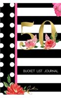 50 Bucket List Journal: 50th Birthday Gift for Women - Alternative to a Card Notebook- Great Christmas or Birthday Present for Her - Floral Pinstripes