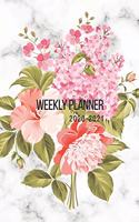 Weekly Planner 2020-2021: Watercolor Florals on Marble - 6x9 in - 2020 Calendar Organizer with Bonus Dotted Grid Pages + Inspirational Quotes + To-Do Lists(1 Pretty Planners)