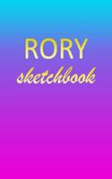 Rory: Sketchbook - Blank Imaginative Sketch Book Paper - Pink Blue Gold Custom Letter R Personalized Cover - Teach & Practice Drawing for Experienced & As