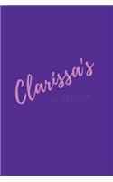 Clarissa's Notebook: Clarissa 6x9 personalized journal notebook. Attractive girly sassy modern stylish purple pink cover. Arty stylish pretty journal for girls.