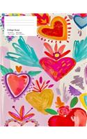 Hearts & Love College Composition Notebook.: Cute Love Notebook with Hearts. Ideal for Those Lovers of Pop Art Notebooks. Pretty College Composition Notebook for Girls.