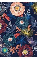 Daily Planner: Undated Daily Planner & Tracker Navy Floral Print Flowers Multi Color
