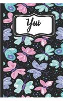 Yui: Personalized Named Journal Pretty Butterfly Soft Cover for Women and Girls with Lined Pages