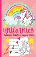 Unicornios, Cuaderno de Caligrafía para Niños