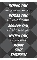 Behind You All Your Memories Before You All Your Dreams Happy 30th Birthday
