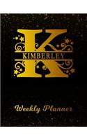 Kimberley Weekly Planner: 2 Year Personalized Letter K Appointment Book January 2019 - December 2020 Black Gold Cover Writing Notebook & Diary Datebook Calendar Schedule Plan
