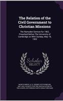 The Relation of the Civil Government to Christian Missions