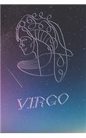 Notebook Virgo Zodiac Sign: Astrology Journal, Horoscope Notepad, Diary, Notes, 120 Pages, blanc lined, 6" x 9"