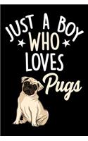 Just a Boy Who Loves Pugs Notebook Journal