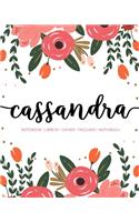 Cassandra: Notebook - Libreta - Cahier - Taccuino - Notizbuch: 110 pages paginas seiten pagine: Modern Florals First Name Notebook in Coral, Pink & Orange on W