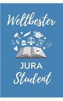 Weltbester Jura Student: A5 Geschenkbuch KARIERT zum Jura Studium Notizbuch für Rechts-studenten Anwälte Jurist witziger Spruch zum Abitur Studienbeginn Erstes Semester