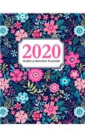 2020 Yearly and Monthly Planner: Calendar Schedule & Agenda - Jan 2020 Through Dec 2020 Organizer - Floral Cute Roses
