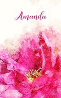 Amanda: Pink Floral Personalized Name Journal for Women 6x9