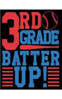 3rd Grade Batter Up Wide Rule Composition Notebook for Boys Baseball