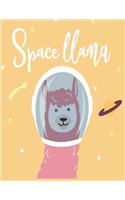 Space llama: Space llama on yellow cover and Dot Graph Line Sketch pages, Extra large (8.5 x 11) inches, 110 pages, White paper, Sketch, Draw and Paint